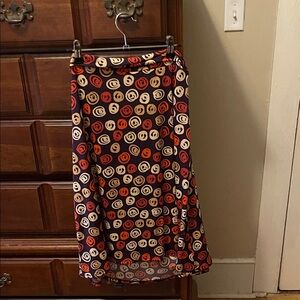 LuLaRoe A-Line Skirt with Red and Orange Pattern